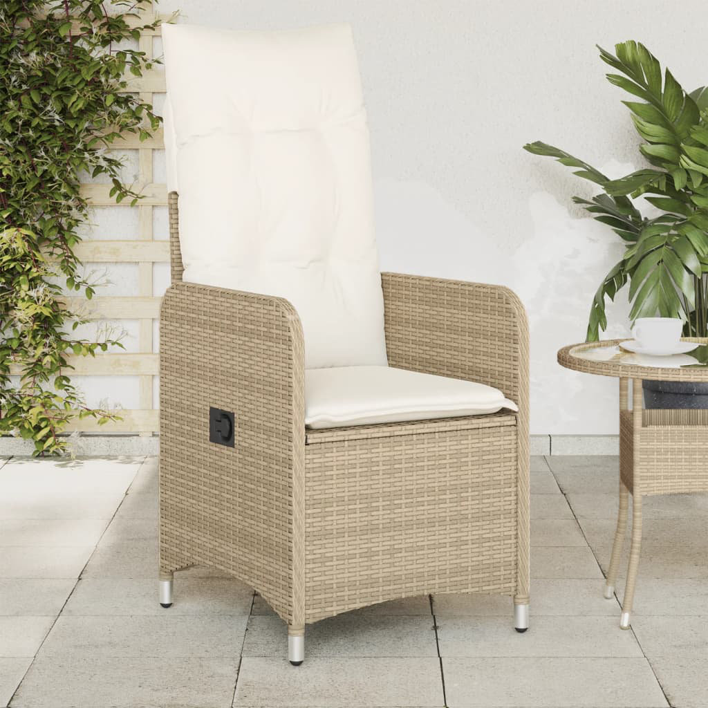 Vidaxl Gartensessel Verstellbar Mit Kissen Braun Poly Rattan