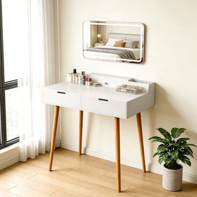Makeup Vanity Desk with Removable Mirror and Adjustable Lights