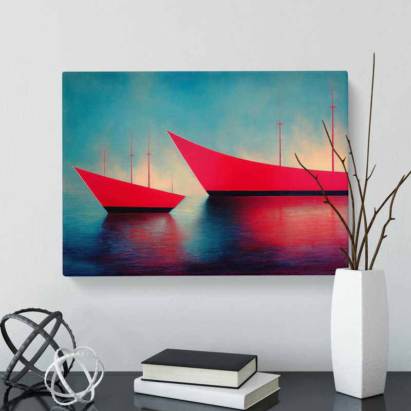 Two Modern Ships Abstract - Wrapped Canvas, 35cm H x 50cm W x 3cm D