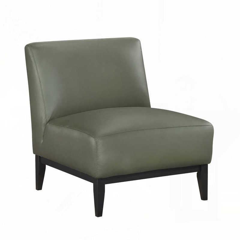 Leather Solid Wood Accent Chair
