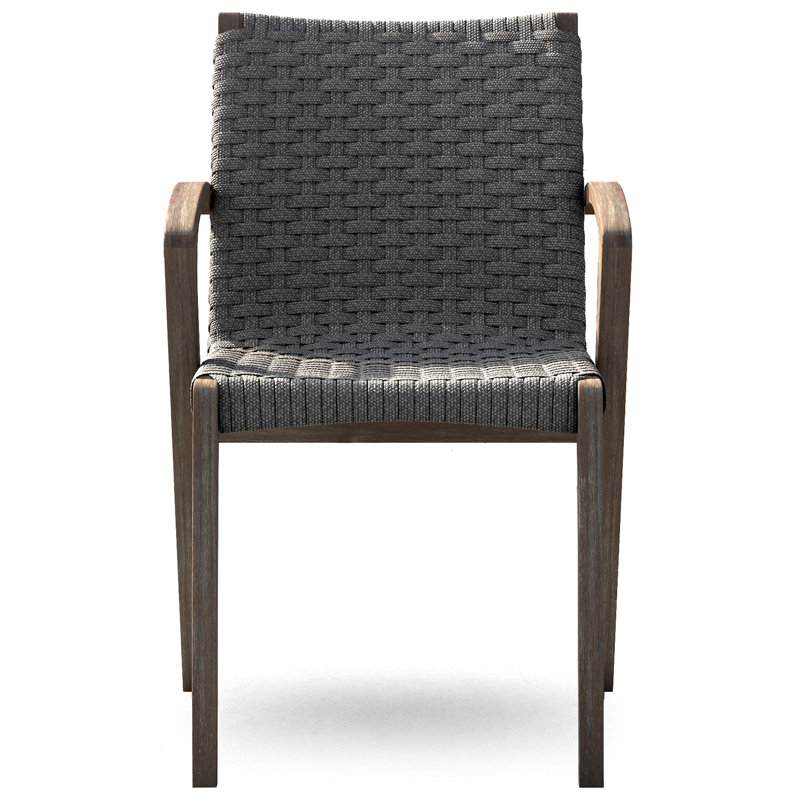 Verge Outdoor Dining Armchair, Shades of Gray Cord and Distressed Eucalyptus