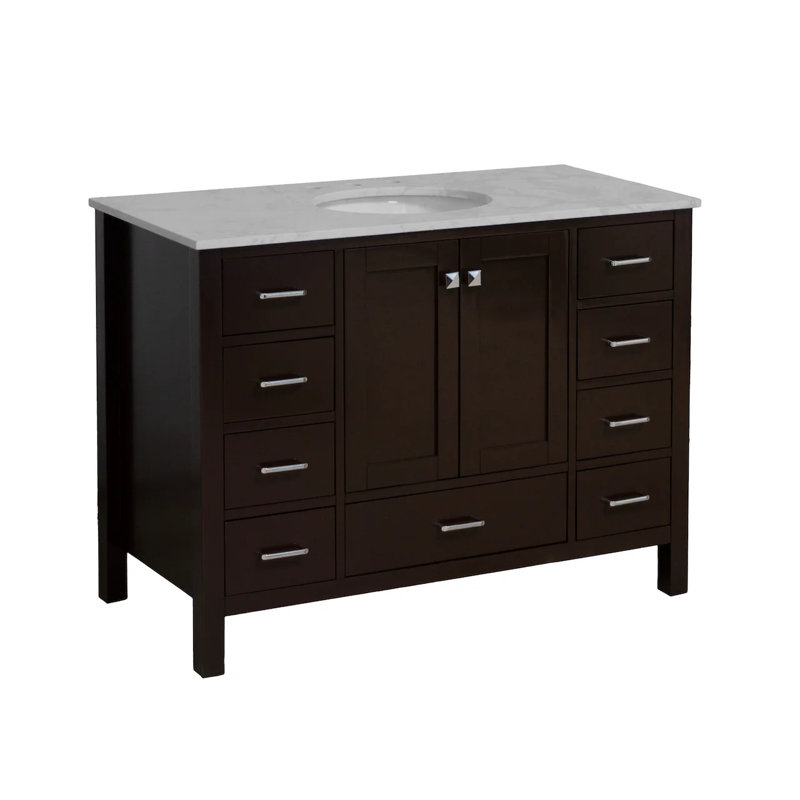 Claudett 48'' Single Bathroom Vanity with Top, Chocolate, Engineered Carrara