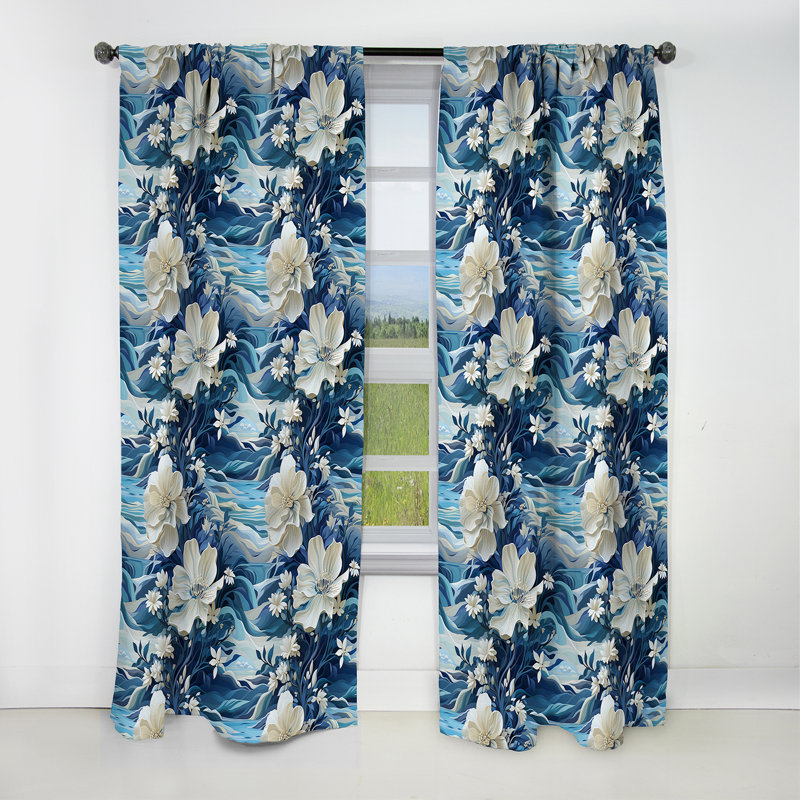 Motif tropical Oceanic Dreamscape IV - Rideau floral - Rideau occultant floral - 1 panneau, L 52 po x L 108 po
