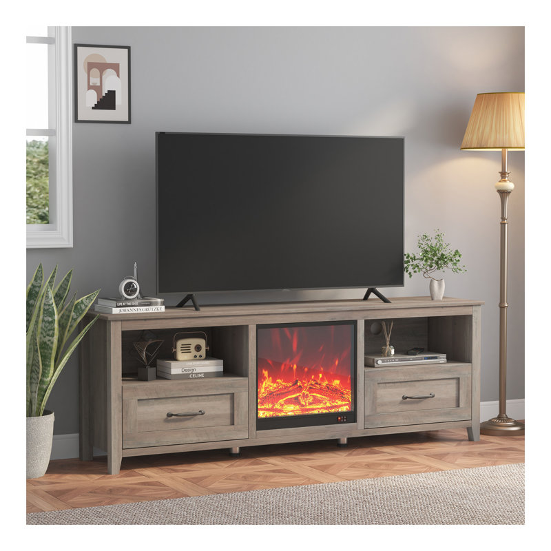 Meuble télé de 70,08 po de longueur pour le salon et la chambre à coucher, avec 2 tiroirs et 4 compartiments de rangement à grande capacité, convenant au foyer