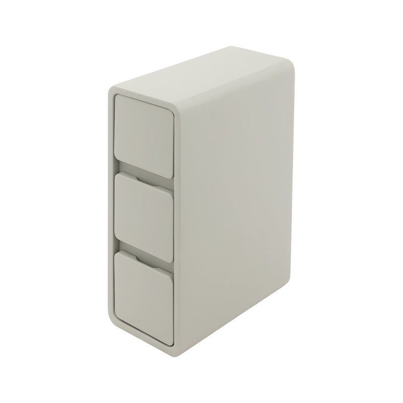Bedside Table With Three Drawers(15.75*7.87*22.83 In), Light Gray