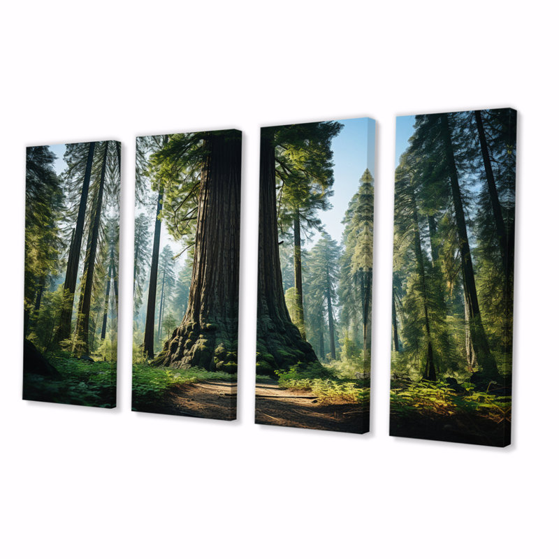 Redwood Giants Tree Forest I - Tree Redwood Wall Decor - 4 Panels