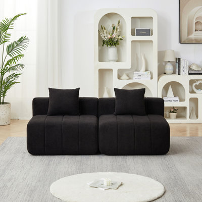 Canapé modulaire en chenille avec 2 coussins, canapé modulaire symétrique pour chambre à coucher, salon, bureau pour les loisirs ou la sieste, salle de lecture et vestibule