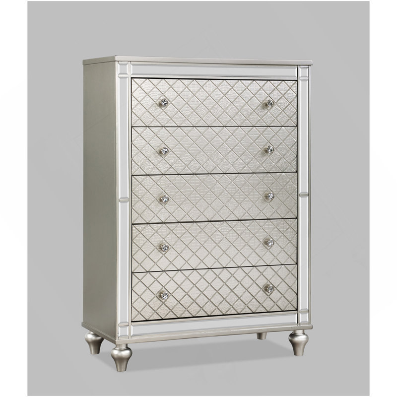 Commode de chambre à coucher 1 tiroir 5 pièces Glam