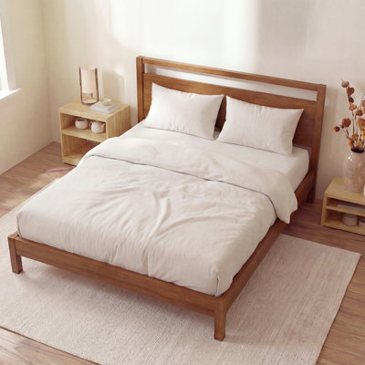 Solid Wood Signature Platform Bed with Headboard, King, Cherry Finish, No Box Spring Needed, Easy Assembly