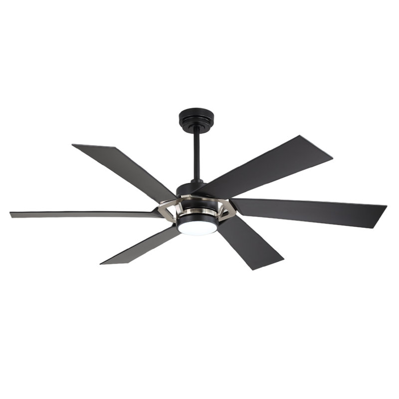 Ventilateur de plafond d'intérieur intelligent de 60 po avec lumières DEL Lucienne, Noir mat, Noir mat / nickel