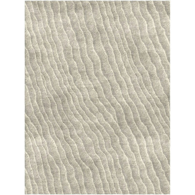 Rippling Hand Knotted Abstract Area Rug in Tin