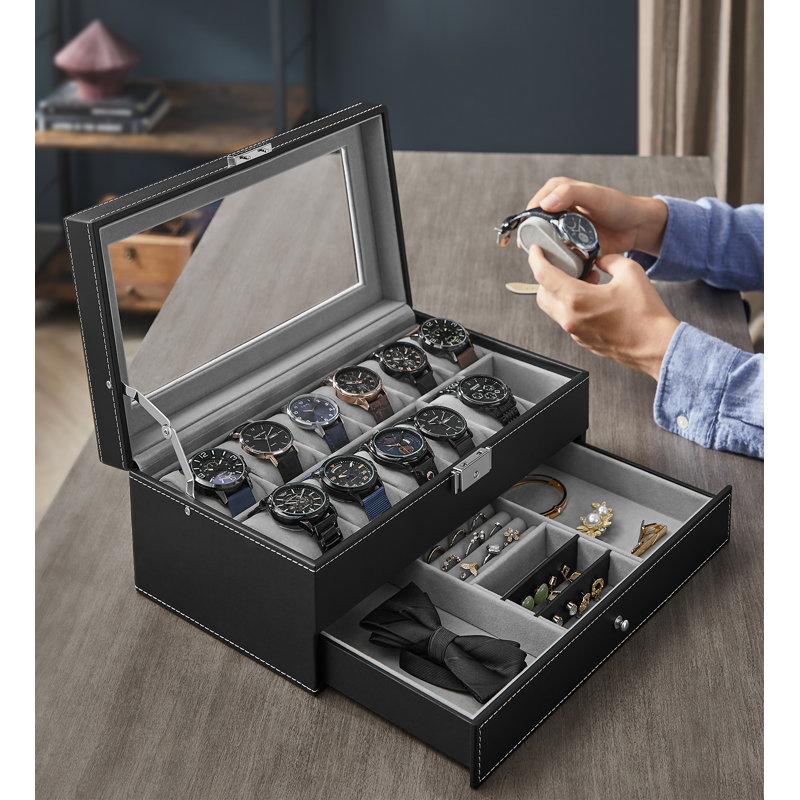 Sury Steel Watch Box +, Black/Grey