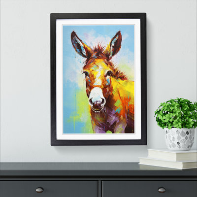 Donkey Gestural - Single Picture Frame Print on Wood