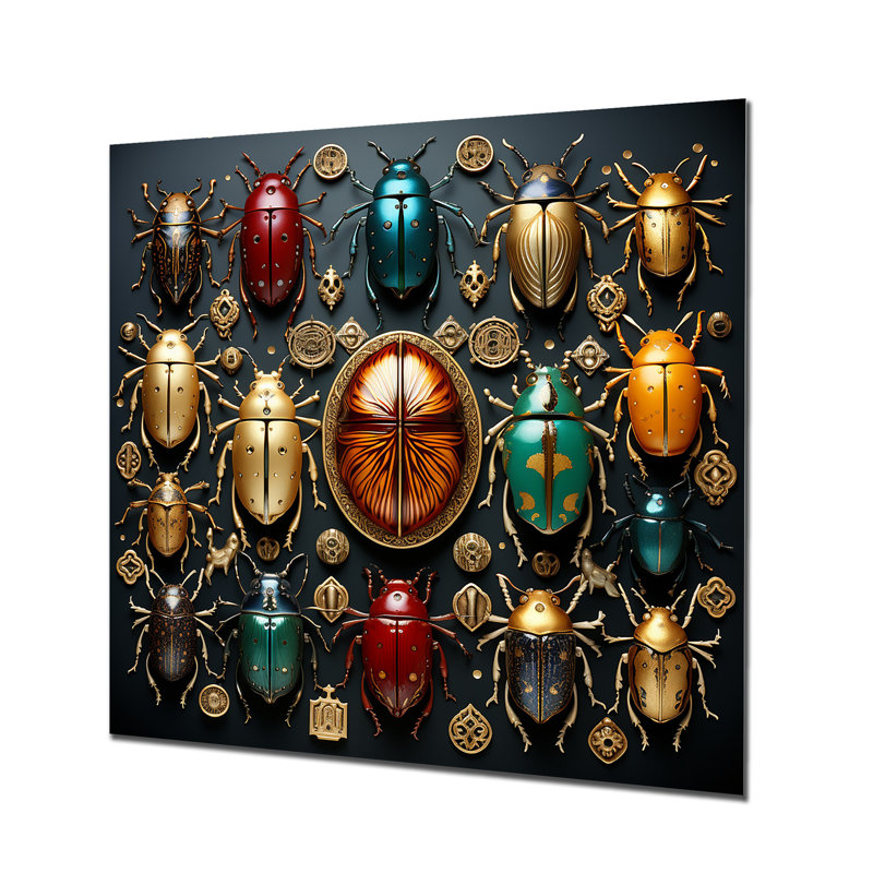Coléoptères mystiques colorés - insectes et insectes en métal, H 16 po x l 16 po