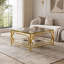 Table basse 33,5 "carrée en verre trempé, structure géométrique en métal avec tablette inférieure-130057891