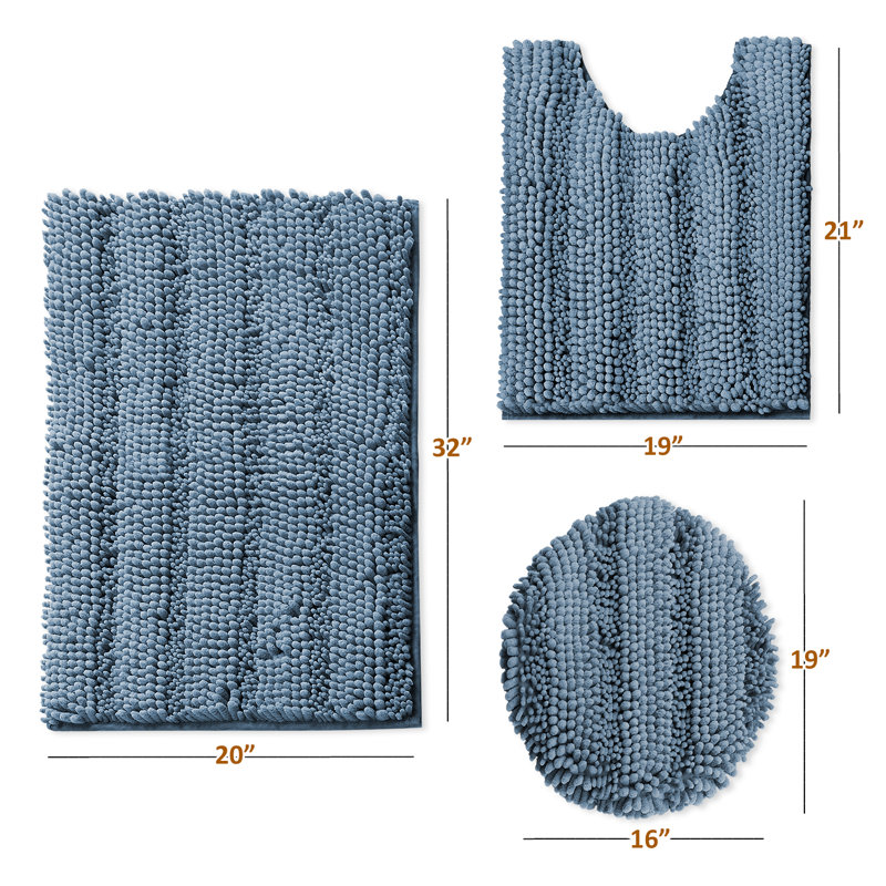 Peletier Non-Slip Bath Rug Set, Blue Heaven