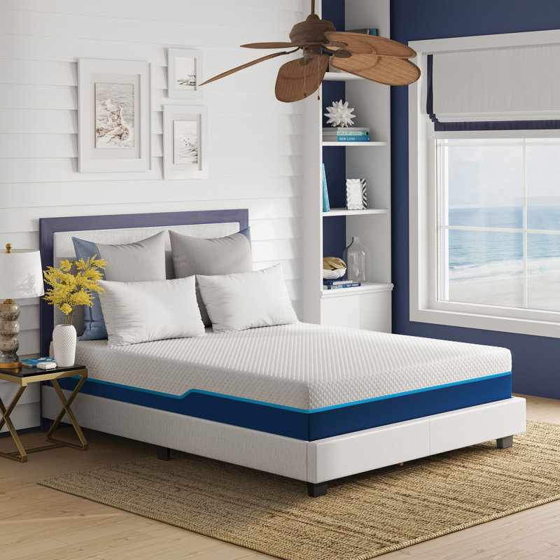 Matelas hybride Nautica: couche de mousse de latex confortable avec base à ressorts enveloppés, Grand lit, 10"