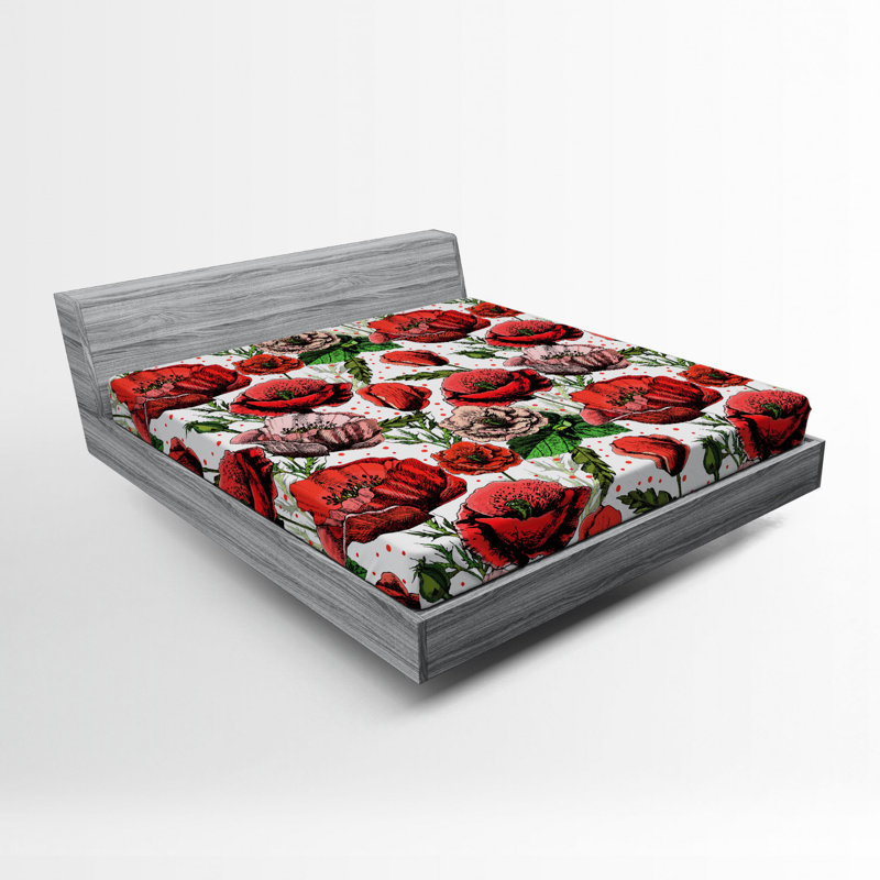 Microfiber Floral Fitted Sheet, Full/Double Fitted Sheet