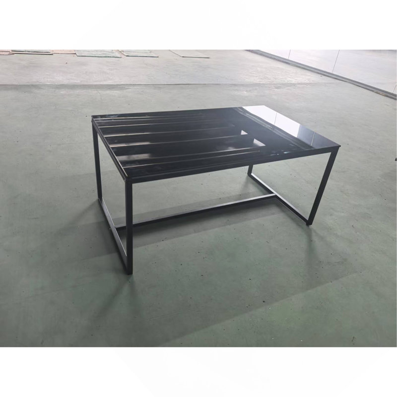 Table basse en verre noir, petite table basse, canapé en verre avec pieds en métal
