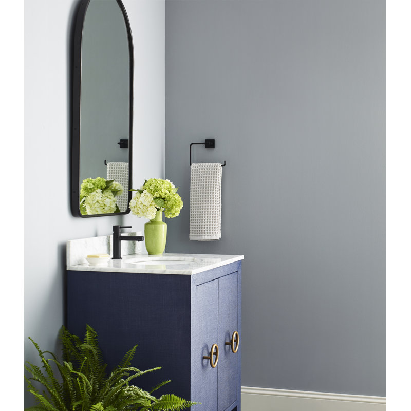 Blanche 30.5'' Single Bathroom Vanity with Marble Top, Navy