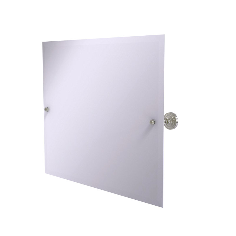 Metal Wall Mirror, Satin Nickel, 26" H x 21" W