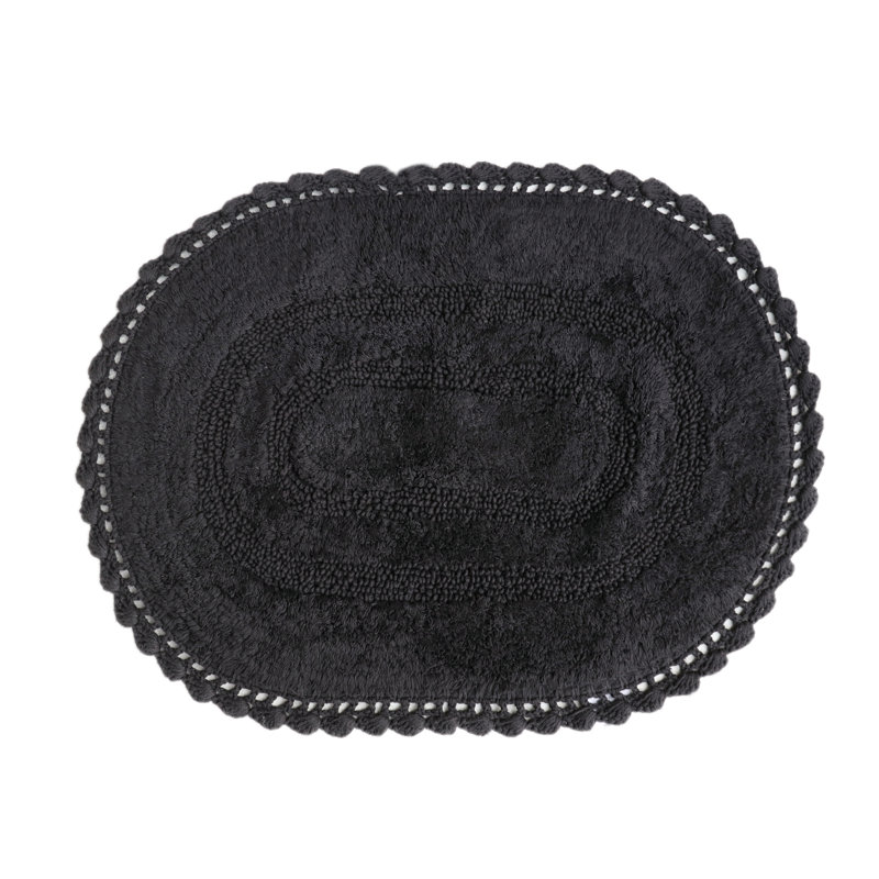 Akiera Luna Crescent Bath Rug Non skid, Black