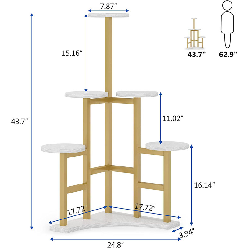 Plant Stand, Gold/White