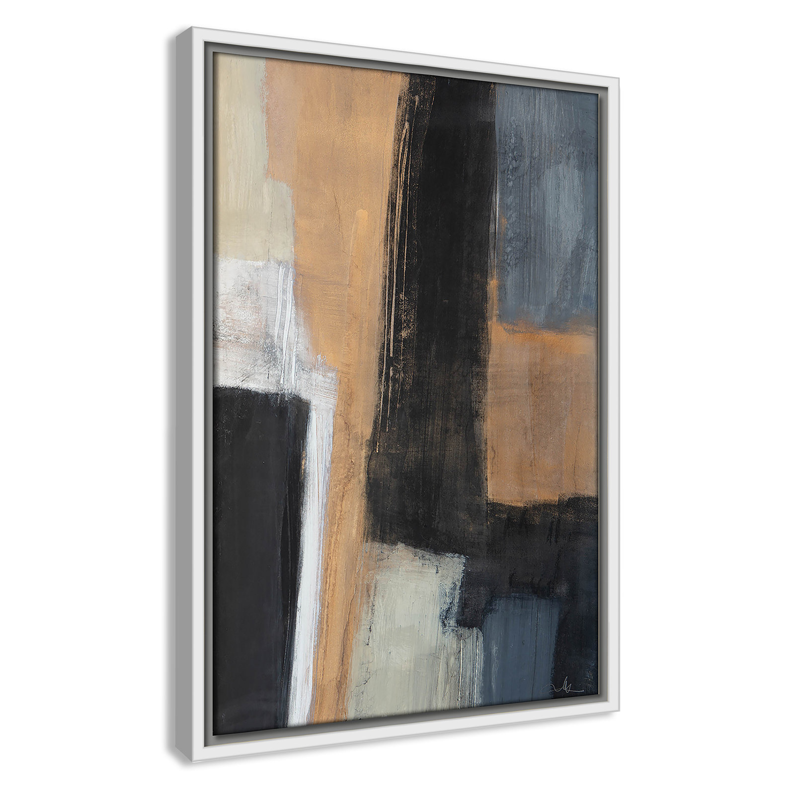 Calderon "Metallic Slate I" Print, 19.5" H x 13.5" W x 2" D, White