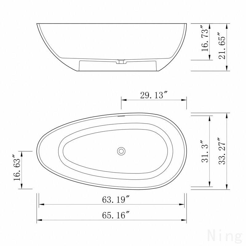 Baignoire de trempage autoportante à surface solide de 65 pouces