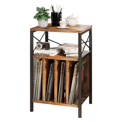 Support pour tourne-disque à 3 niveaux, tourne-disques en vinyle pour disques vinyles, table pour tourne-disque pouvant contenir jusqu'à 200 albums, support pour tourne-disque Mid-Century pour salon, chambre à coucher, bureau