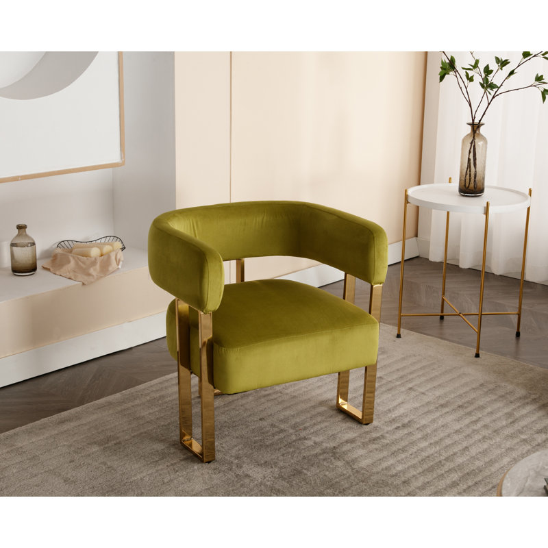Fauteuil demi-tonneau de 27,25 po Nyjee, Velours vert olive