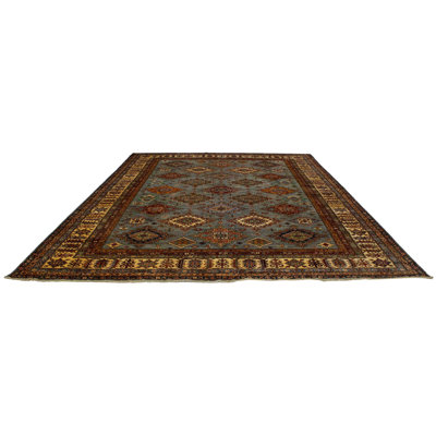 10x14 Gray and Ivory Kazak Tribal Rug