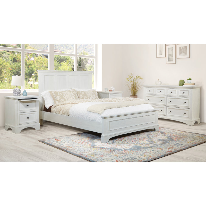 Ensemble de chambre à coucher standard Bunbury, Grand, Blanc rustique
