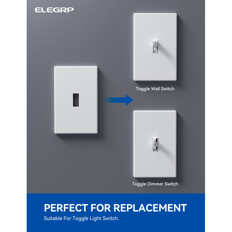 White 1-Gang Screwless Toggle Light Switch Wall Plate Set
