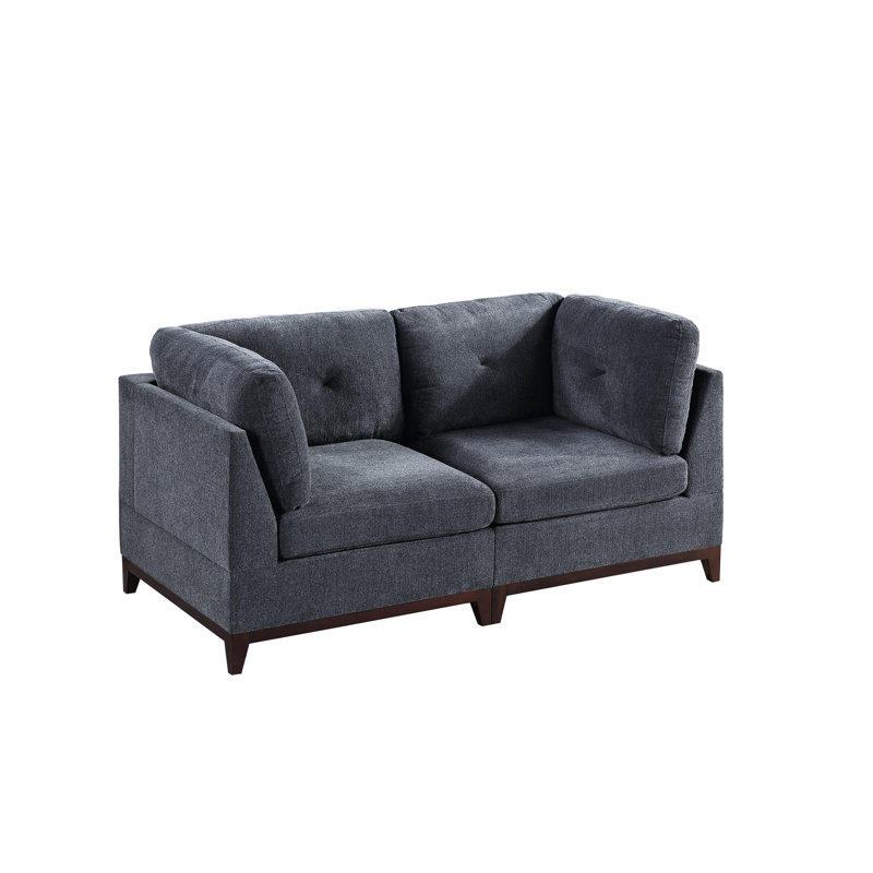 2 pièces modulaire, teinte frêne, tissu chenille, chaise à structure en bois de frêne, matériau du fauteuil, structure