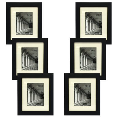 Black Picture Frame - Set of 6 with Mat