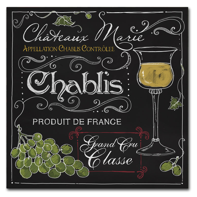 «Wine Chalkboard III», affiche vintage sur toile tendue, H 35 po x l 35 po