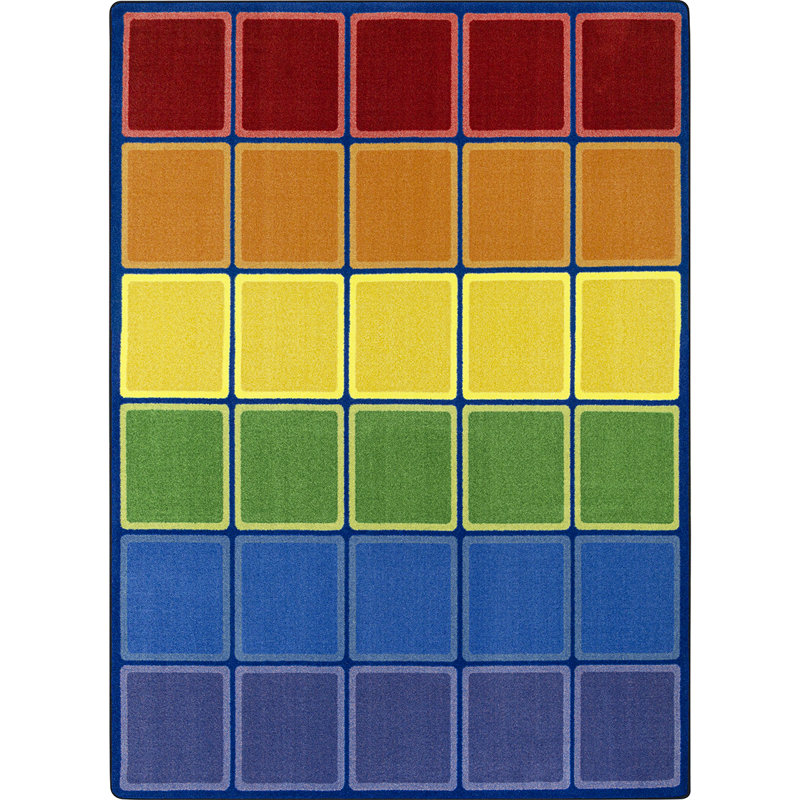 Kid Essentials Rainbow Blocks Area Rug, Rectangle 7'8" x 10'9"