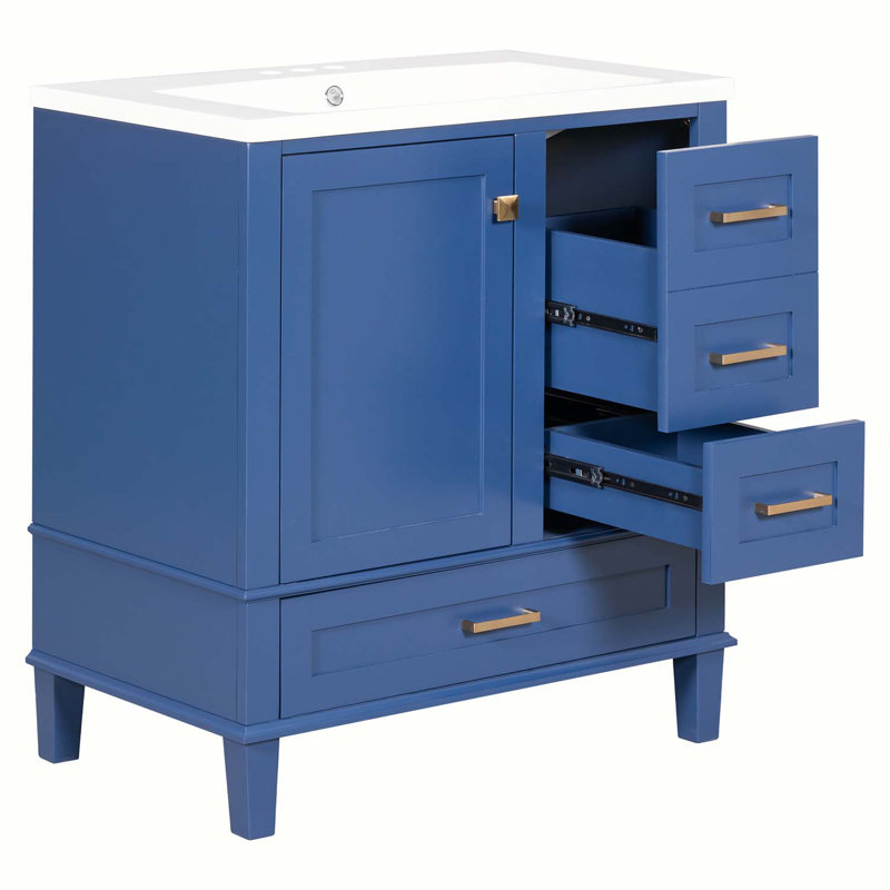 Ensemble de meuble-lavabo simple 30 po, Bleu