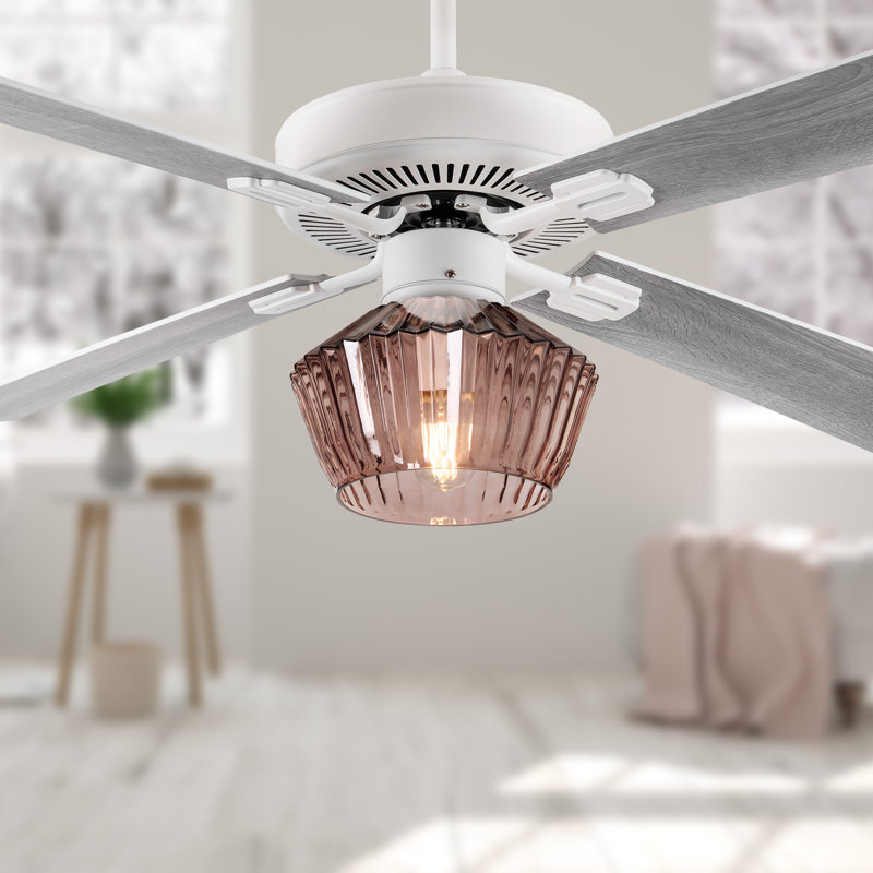 Ventilateur de plafond en verre nervuré à 4 pales de 52 po de largeur avec télécommande et ensemble d'éclairage inclus Almedacheatham