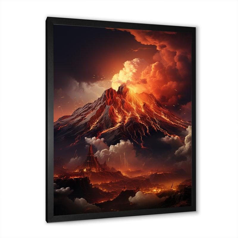 Éveil volcanique volcanique I, Cadre simple noir, H 32 po x l 16 po x P 1 po