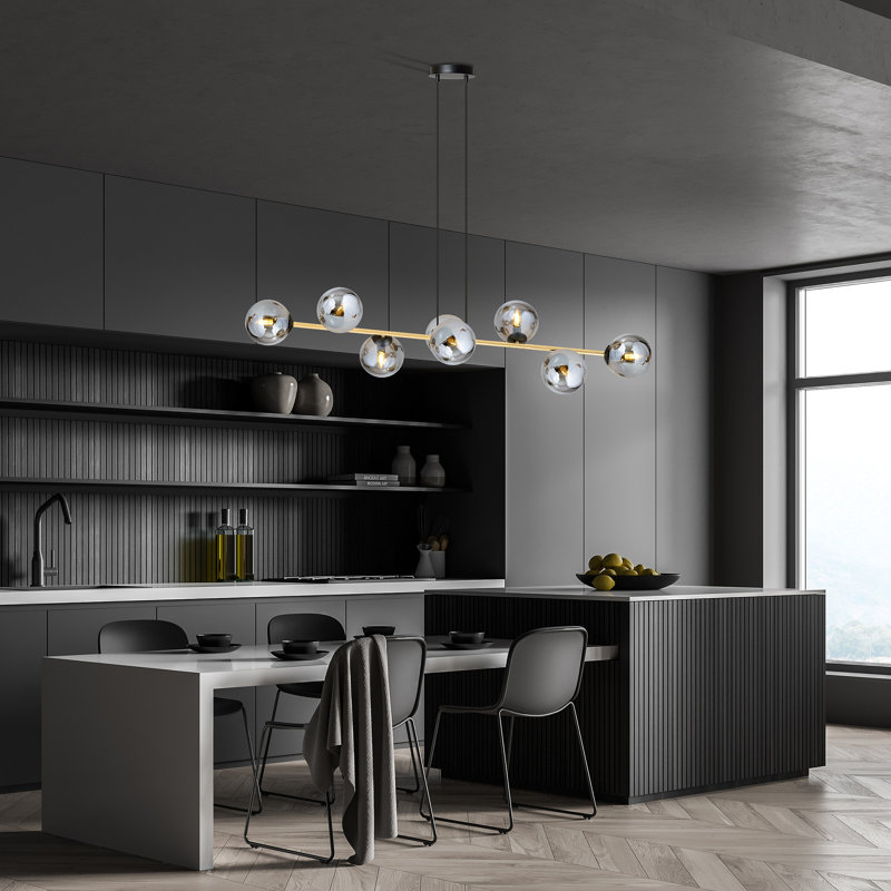 Ambyr 8 - Light Kitchen Island Pendant, Black, Grey