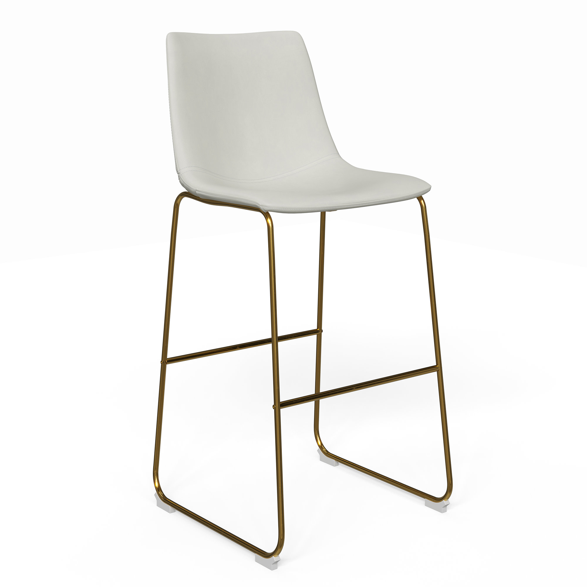 Nia Vegan Leather Bar & Counter Stool, Vintage Cream, Gold, Counter Stool (24" Seat Height)