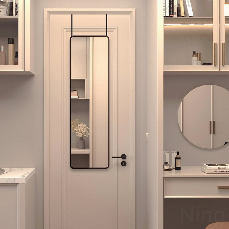 Miroir de porte pleine grandeur 47 "x 14" avec verre incassable, Noir