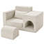 Fauteuil d'appoint convertible de 55,2 po adapté aux animaux de compagnie avec cachette intégrée pour chat et chien, siège escamotable en mousse à mémoire de forme et repose-pieds, beige