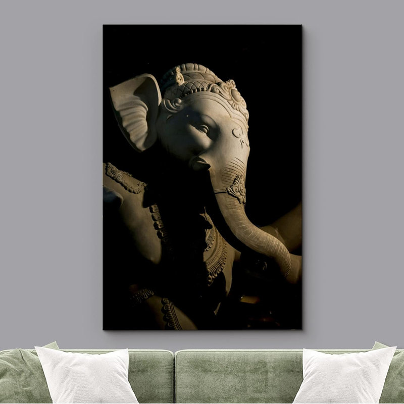 Ganesha Elephant sur toile, H 24 po x l 16 po x P 1,5 po