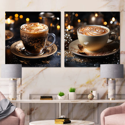 Brown Golden Brew Brilliance Coffee I - Coffee Wall Art Living Room Set Of 2
