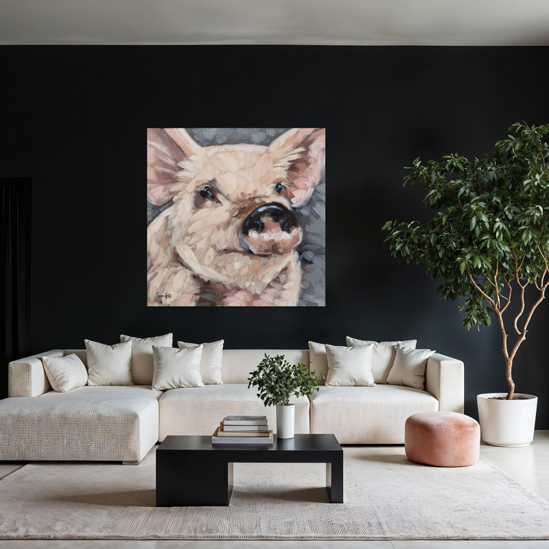 Benny le cochon, art animalier contemporain, H 48 po x l 48 po