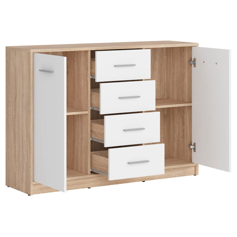4 - Drawer Rectangle Accent Chest, Oak Sonoma/White