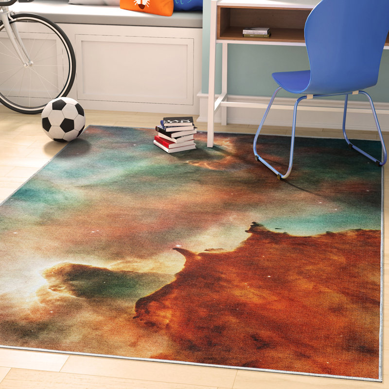 Carina Multi Abstract Synthetic Flat Woven Kids Rug 5' x 7'